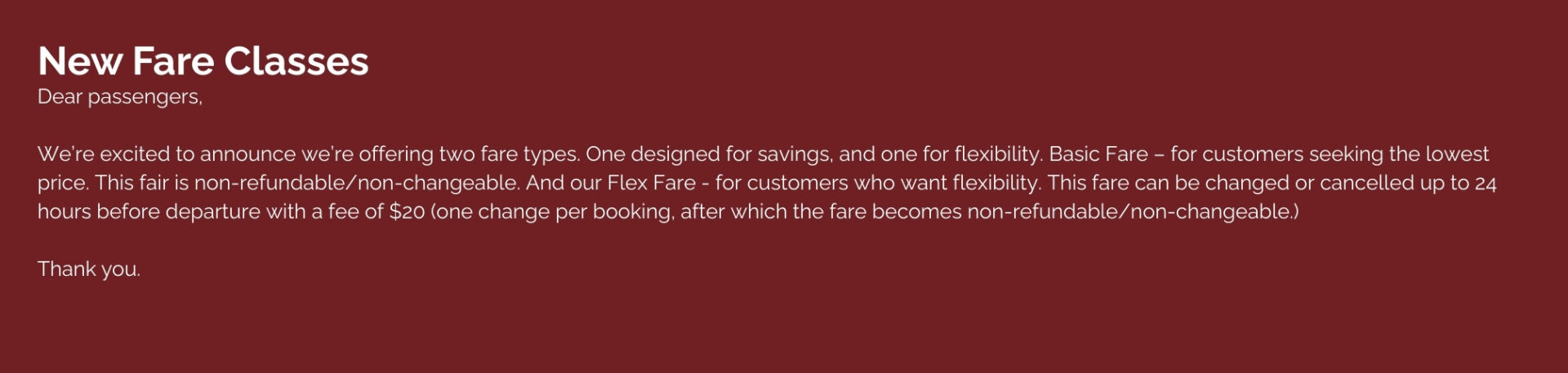 Website Passenger Notifications